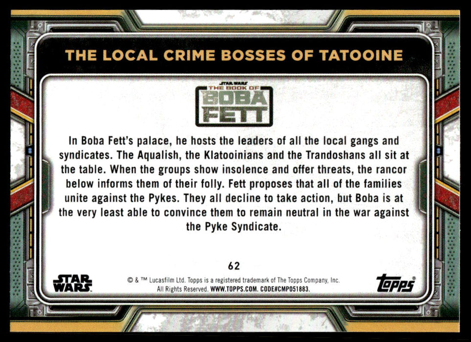 The Local Crime Bosses of Tatooine 2022 Topps Star Wars Book of Bobba Fett Base Back of Card