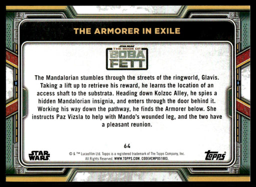 The Armorer in Exile 2022 Topps Star Wars Book of Bobba Fett Base Back of Card