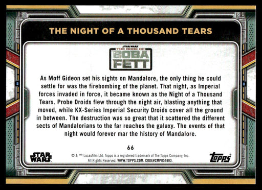 The Night of a Thousand Tears 2022 Topps Star Wars Book of Bobba Fett Base Back of Card