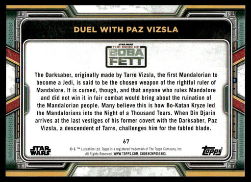 Duel with Paz Vizsla 2022 Topps Star Wars Book of Bobba Fett Base Back of Card