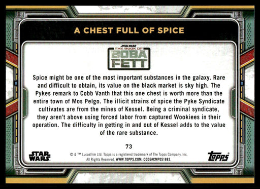 A Chest Full of Spice 2022 Topps Star Wars Book of Bobba Fett Base Back of Card