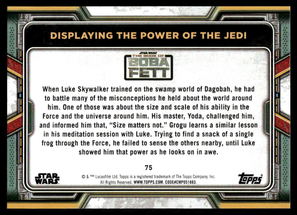 Displaying the Power of the Jedi 2022 Topps Star Wars Book of Bobba Fett Base Back of Card