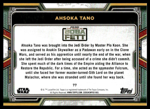 Ahsoka Tano 2022 Topps Star Wars Book of Bobba Fett Base Back of Card