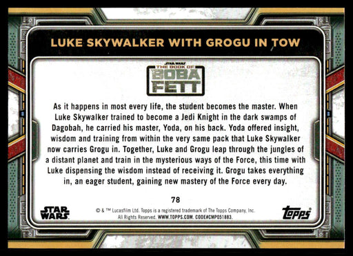 Luke Skywalker with Grogu in Tow 2022 Topps Star Wars Book of Bobba Fett Base Back of Card