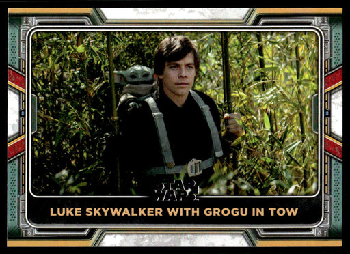 Luke Skywalker with Grogu in Tow 2022 Topps Star Wars Book of Bobba Fett Base Front of Card