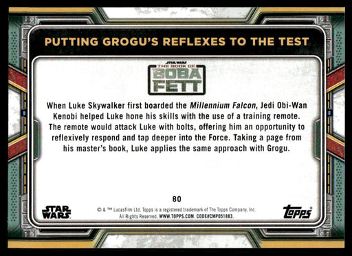 Putting Grogu's Reflexes to the Test 2022 Topps Star Wars Book of Bobba Fett Base Back of Card