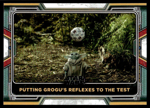 Putting Grogu's Reflexes to the Test 2022 Topps Star Wars Book of Bobba Fett Base Front of Card