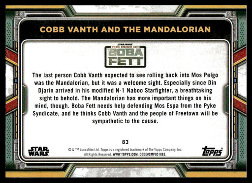 Cobb Vanth and the Mandalorian 2022 Topps Star Wars Book of Bobba Fett Base Back of Card