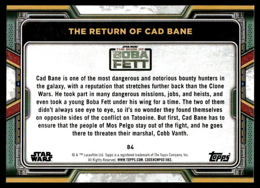 The Return of Cad Bane 2022 Topps Star Wars Book of Bobba Fett Base Back of Card