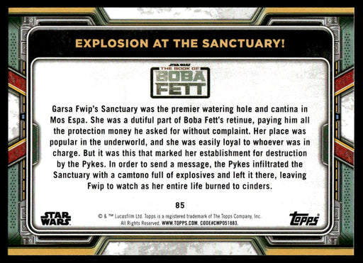 Explosion at the Sanctuary! 2022 Topps Star Wars Book of Bobba Fett Base Back of Card