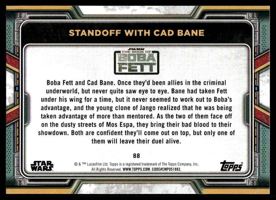 Standoff with Cad Bane 2022 Topps Star Wars Book of Bobba Fett Base Back of Card