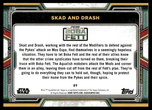 Skad and Drash 2022 Topps Star Wars Book of Bobba Fett Base Back of Card