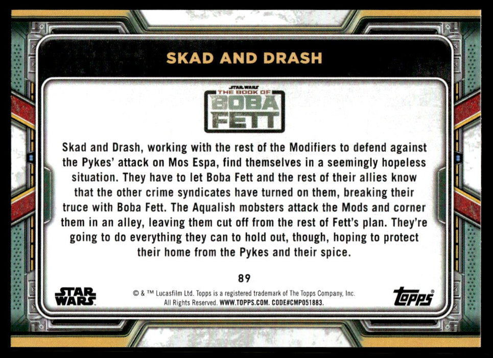 Skad and Drash 2022 Topps Star Wars Book of Bobba Fett Base Back of Card