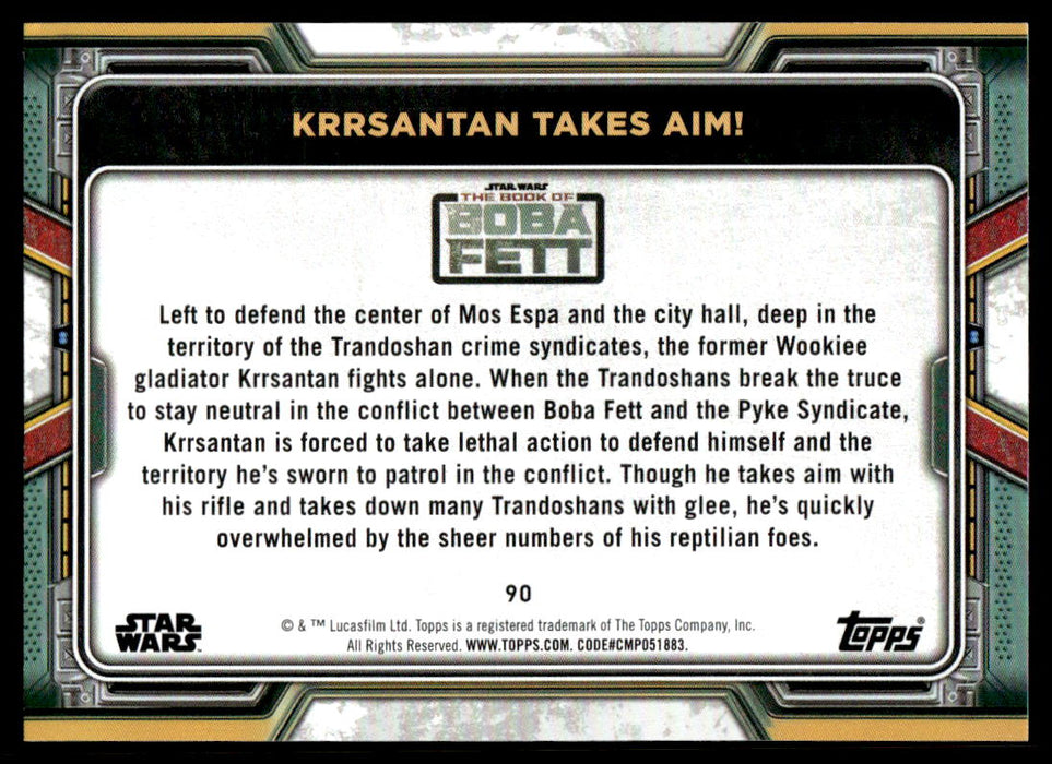 Krrsantan Takes Aim! 2022 Topps Star Wars Book of Bobba Fett Base Back of Card