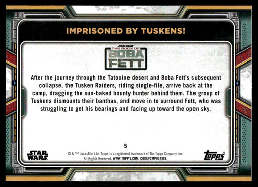 Imprisoned by Tuskens! 2022 Topps Star Wars Book of Bobba Fett Blue Back of Card