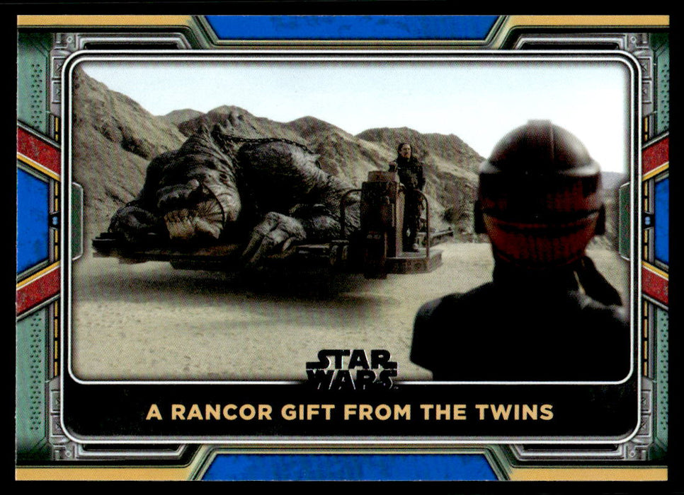 A Rancor Gift from the Twins 2022 Topps Star Wars Book of Bobba Fett Blue Front of Card