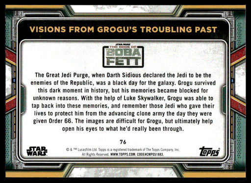 Visions from Grogu's Troubling Past 2022 Topps Star Wars Book of Bobba Fett Blue Back of Card