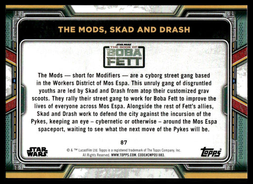 The Mods, Skad and Drash 2022 Topps Star Wars Book of Bobba Fett Blue Back of Card