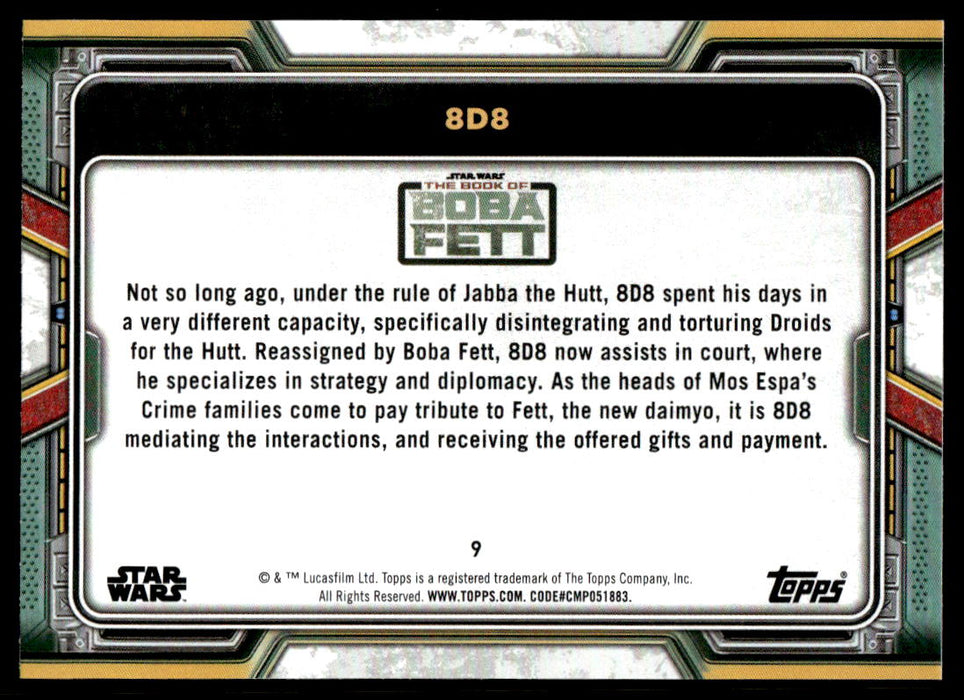 8D8 2022 Topps Star Wars Book of Bobba Fett Purple Back of Card