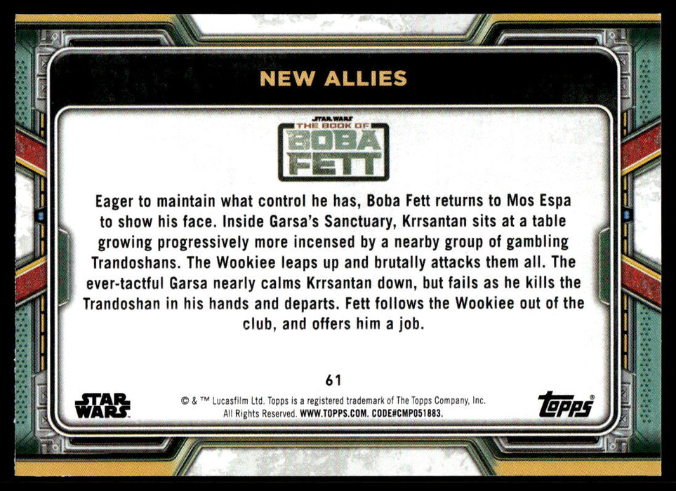 New Allies 2022 Topps Star Wars Book of Bobba Fett Purple Back of Card