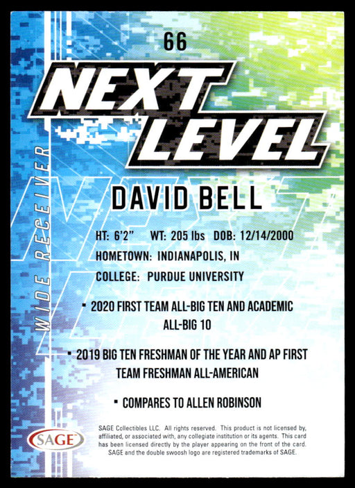 David Bell 2022 Sage Low Series Next Level Back of Card