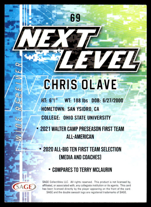 Chris Olave 2022 Sage Low Series Next Level Back of Card