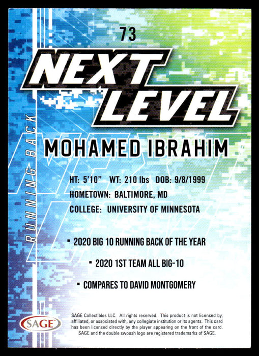 Mohamed Ibrahim 2022 Sage Low Series Next Level Back of Card