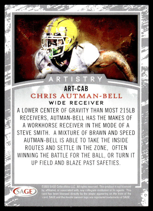 Chris Autman-Bell 2022 Sage Low Series Artistry Black Back of Card