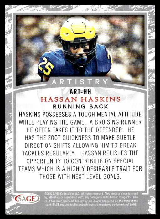 Hassan Haskins 2022 Sage Low Series Artistry Black Back of Card