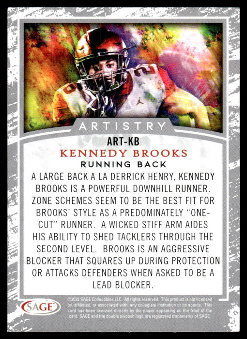 Kennedy Brooks 2022 Sage Low Series Artistry Black Back of Card