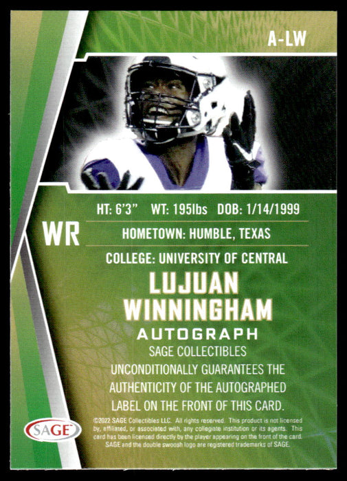 Lujuan Winningham 2022 Sage Low Series Autographs Back of Card