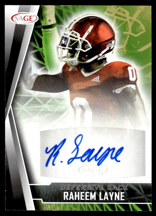 Raheem Layne 2022 Sage Low Series Autographs Front of Card