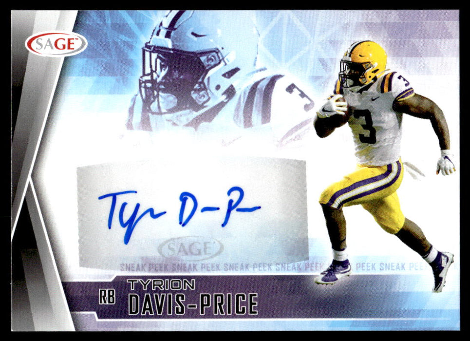 Tyrion Davis-Price 2022 Sage Low Series Sneak Peak Autographs Front of Card