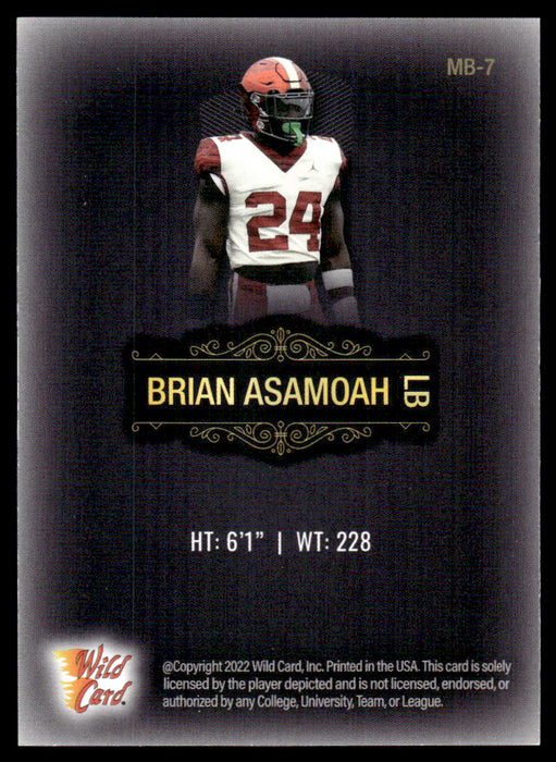 Brian Asamoah 2022 Wild Card Matte Base Back of Card