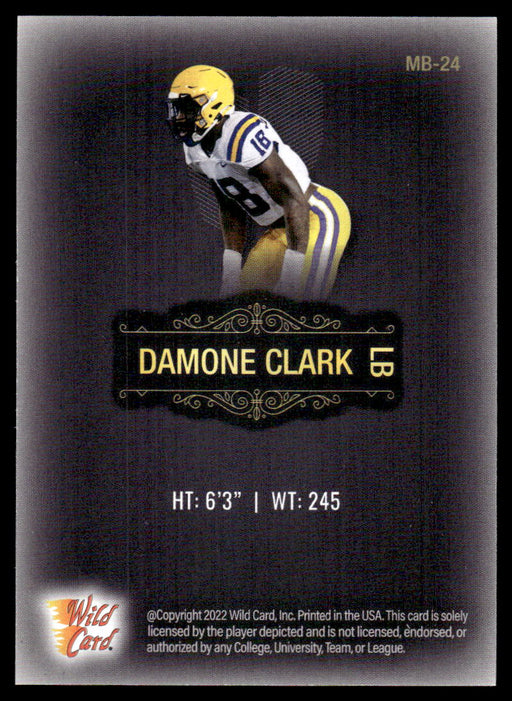 Damone Clark 2022 Wild Card Matte Base Back of Card