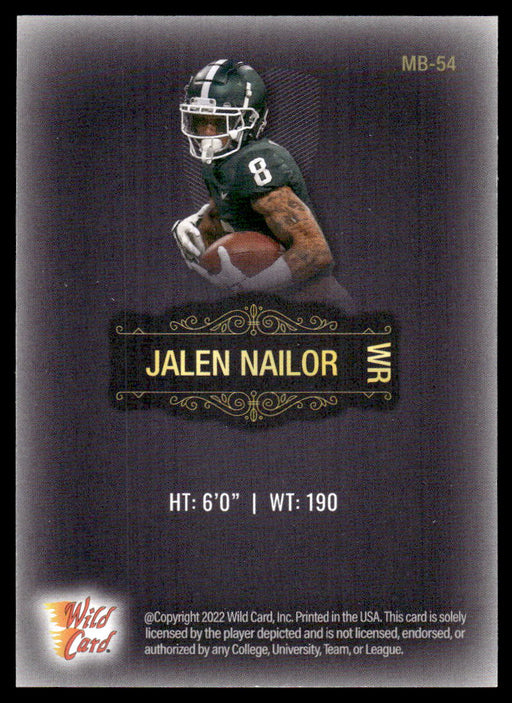 Jalen Nailor 2022 Wild Card Matte Base Back of Card