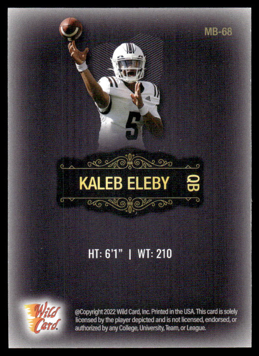 Kaleb Eleby 2022 Wild Card Matte Base Back of Card