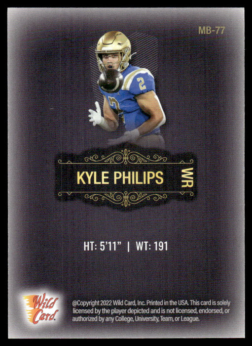 Kyle Philips 2022 Wild Card Matte Base Back of Card