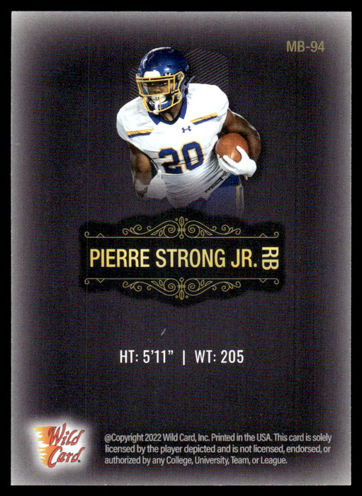 Pierre Strong Jr. 2022 Wild Card Matte Base Back of Card