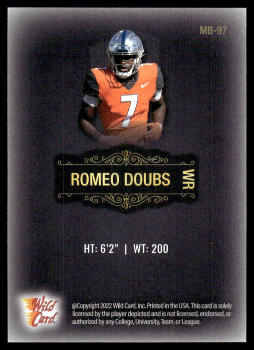 Romeo Doubs 2022 Wild Card Matte Base Back of Card