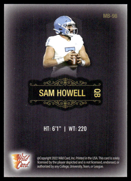 Sam Howell 2022 Wild Card Matte Base Back of Card