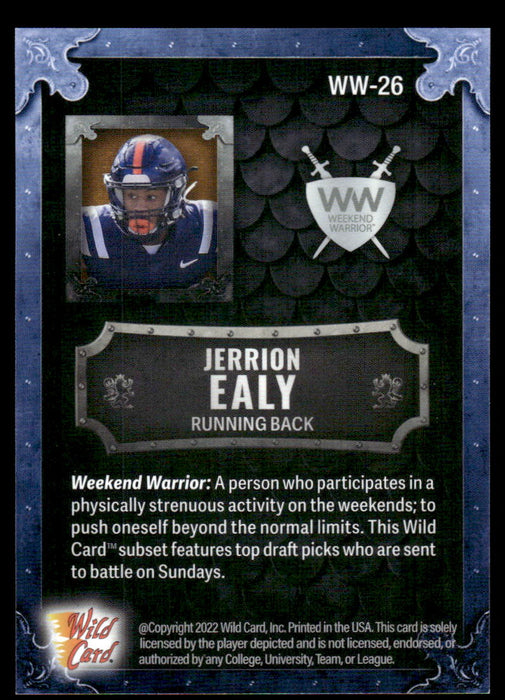 Jerrion Ealy 2022 Wild Card Matte Weekend Warrior Back of Card