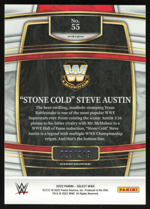 Stone Cold Steve Austin 2022 Panini Select WWE WWE Legends # 55 Concourse Red Pr