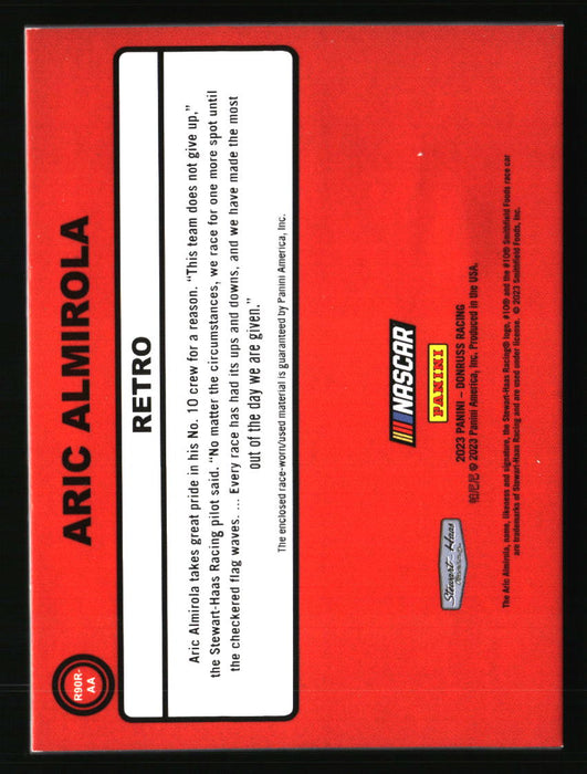 Aric Almirola 2023 Panini Donruss Racing Back of Card