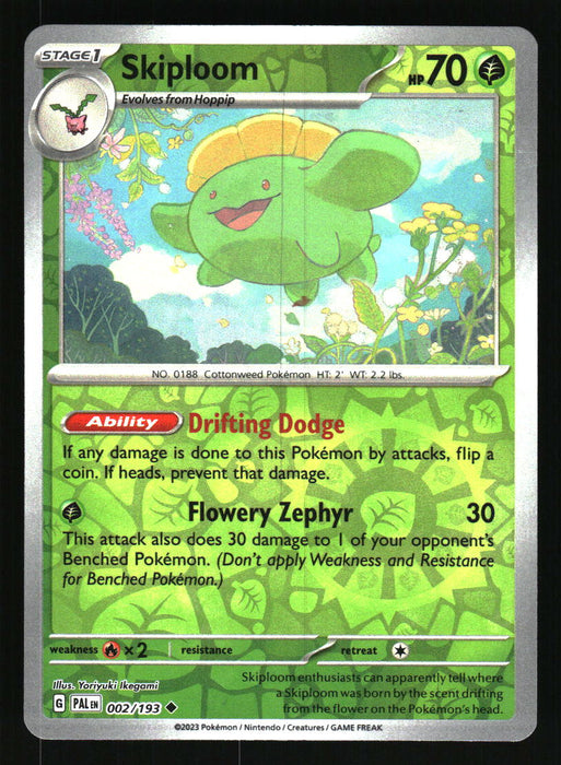 Skiploom 2023 Pokemon Paldea Evolved Front of Card