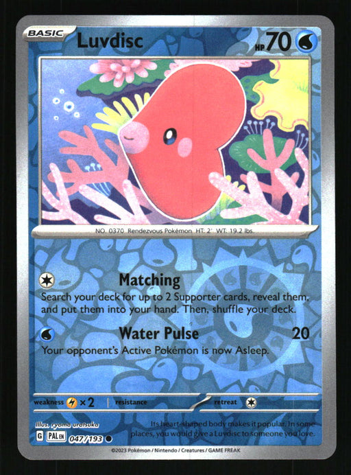 Luvdisc 2023 Pokemon Paldea Evolved Front of Card