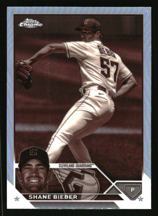 Shane Bieber 2023 Topps Chrome Front of Card