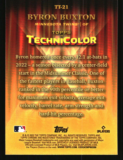 Byron Buxton 2023 Topps Chrome Back of Card