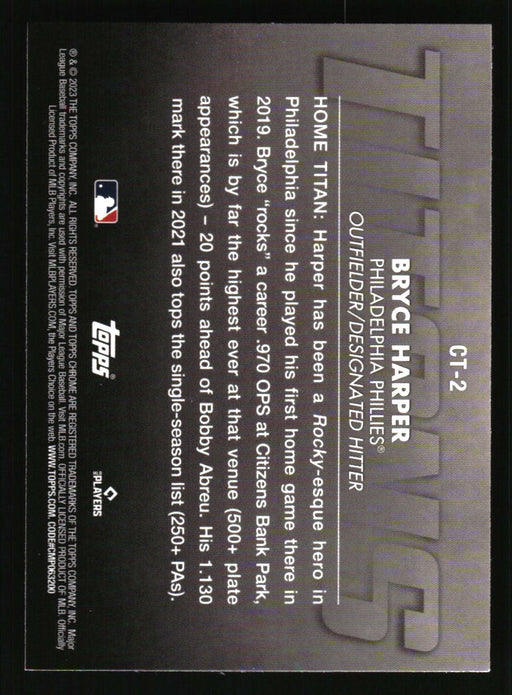 Bryce Harper 2023 Topps Chrome Back of Card