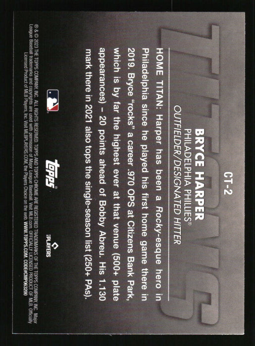 Bryce Harper 2023 Topps Chrome Back of Card